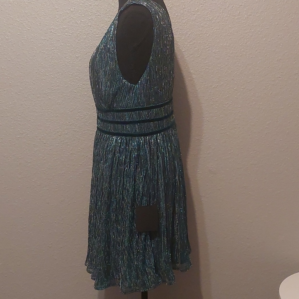Lulu's Smokeshow Teal metallic mini dress New Medium Homecoming Formal - Picture 10 of 12